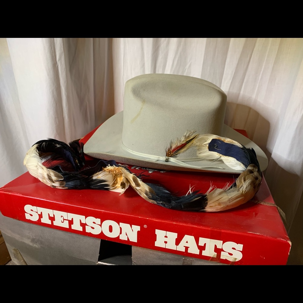 Vintage Light Grey Stetson Feather Felt Hat